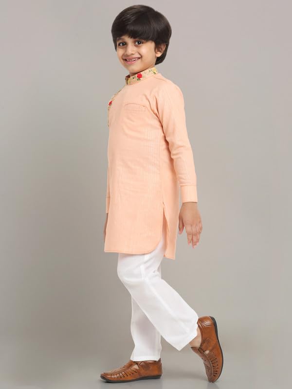 Image of Traditional Ethnic Wear Cotton Kurta Pyjama Set For Kids & Boys