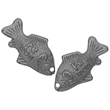 TIDTALEO Pescado de Hierro para Cocinar 2 Unidades, Utensilio Compacto de Hierro Fundido para Dietas Veganas y Vegetarianas, Apto para Sopas y Bebidas Nutritivas