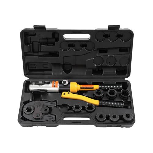 Herramienta de prensado hidráulica de tuberías con contorno TH & V V12, V15, V18, V22, V28, TH16, TH20, TH26, TH32 para tubos de acero inoxidable, acero al carbono, aluminio y cobre (amarillo)