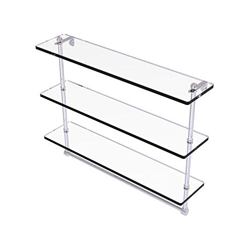 Allied Brass Pr-5/22Tb 22 Inch Triple Tiered Integrated Towel Bar Glass Shelf, Polished Chrome #TOP3
