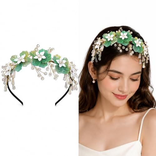Image of Samyak Pearl & Crystal Hair Band Accessories For Women & Girls, Stylish Tiara Headband For Wedding Party Juda Bun Fashion For Bridal Hair Decoration Accessory