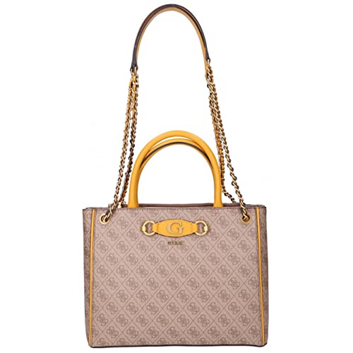 Con questo GUESS borsa , sono praticamente ed elegantemente attrezzati. Grazie ai due scomparti principali, hai abbastanza spazio per posizionare i tuoi beni ordinati. Il design inoltre nobile ti dà eleganza e stile! Il motivo del logo ispira tutti! Dimensioni: 36 x 26 x 10 cm