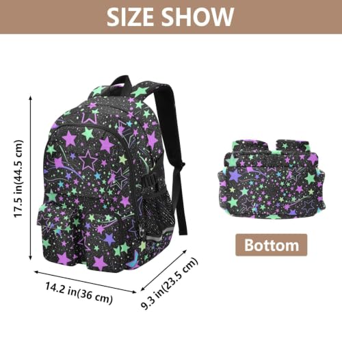Mochila de viaje para laptop y universidad con estampado estelar arcoíris 3
