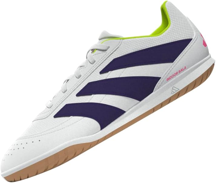 adidas Originals Kids' Club Predator Indoor Shoes 11 Little Kid White/Collegiate Purple/Lucid Lemon