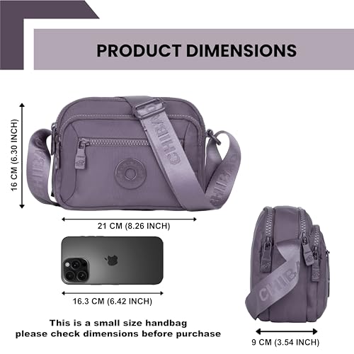 Image of TS WITH TECHSUN Small Crossbody Shoulder Bag for Women, Multi-Pocket Nylon Travel Handbag Messenger Purse, Adjustable Strap, Lightweight, Zipper Closure (21(L) X 16(H) X 9 (W) CM)