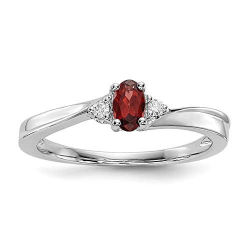 925 Sterling Silver Garnet diamond Birthstone Band Ring Size 6.00 January Fine Jewelry For Women Gifts For Her