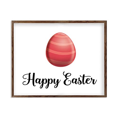 Panneau en bois rétro Happy Easter avec œufs rouges pour décoration murale de Pâques