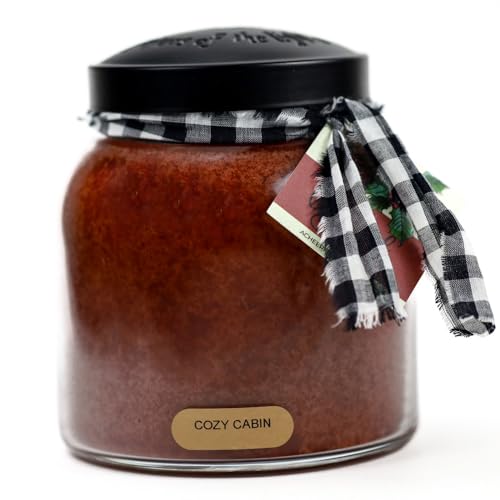 A Cheerful Giver — Cozy Cabin - 34oz Papa Scented Candle Jar with Lid - Keepers of the Light - 155 Hours of Burn Time, Gift for Women, Red