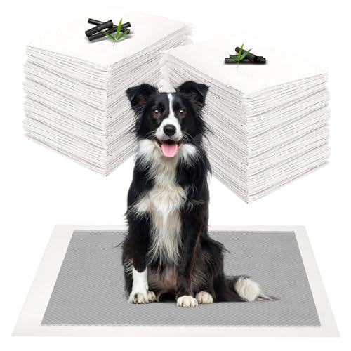 JANUIXCO 100 Pezzi Tappetini Igienici per Cani 33x45 - Tappetini al Carbone con Controllo Degli Odori - Tappetini Monouso per Cane, Superficie ad Asciugatura Rapida