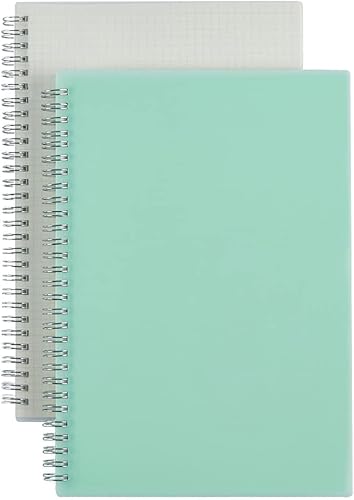 Paquete de 2 diarios de puntos en espiral A4 con papel grueso de 4.23 ozm, cuaderno espiral de cuadrícula de puntos con tapa dura de plástico y