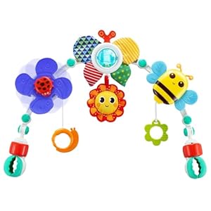 Baby Activity Arch Toy Bar for Stroller, Bassinets and Car Seat, Adjustable Crib Toys Hanging Attachment, Sensory Development Toys with Rattles