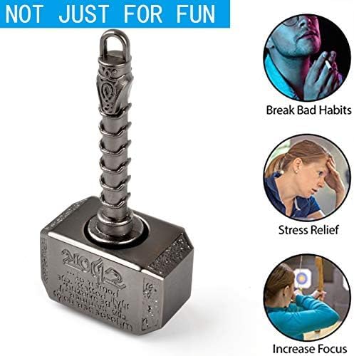 Hammer Fidget Spinner for Kids & Adults, Cool Metal Miniature Finger Hand Spinner Gyro for Boys Age 3-12, Fidget Cube Blocks 2 in 1, Spinning Top Desk Toy EDC Gadgets, Stress Relief Gift for Boys Men