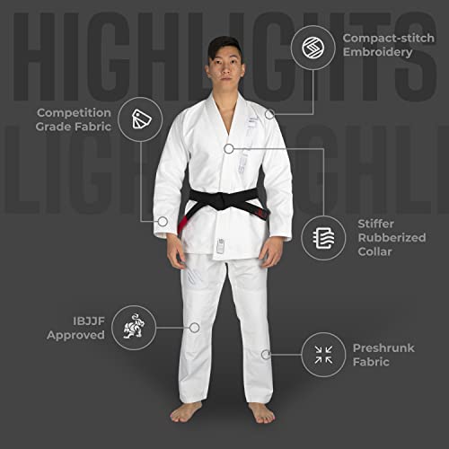 Sanabul Highlights Pro Bjj Gi For Men | Competition Brazilian Jiu Jitsu Gi | Premium Jiu-Jitsu Gi Fabric (Allwhite, A2) #TOP3