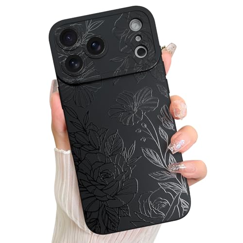 LSL Case for iPhone 17 Pro Black Floral Flower Pattern Print Design Soft TPU Full Camera Lens Anti-Drop Anti-Scratch Shockproof Protective Slim Cover for Women Girls LSL Case for iPhone 17 Pro Black Floral Flower Pattern Print Design Soft TPU Full Camera Lens Anti-Drop Anti-Scratch Shockproof Protective Slim Cover for Women Girls