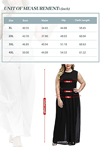 Pink Queen Women Plus Size Sleeveless Long Chiffon Overlay Dress White Jumpsuit White X-Large #TOP5