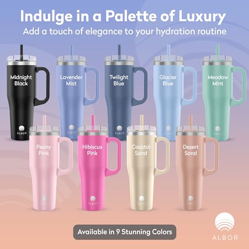 ALBOR Tumbler With Handle and Straw, Tumbler, Insulated Tumblers, Tumbler With Lid And Straw, Stainless Steel Tumblers, Tumblers With Lids And Straws, Tumbler With Handle (40 oz, Meadow Mint) - Thumbnail 7