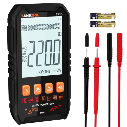 Multimètre numérique à calibrage automatique — mesure de tension et de courant CA/CC, résistance, continuité, fréquence et test de diode, avec fonction maintien des données et détection NCV.