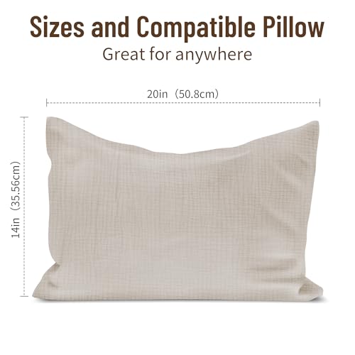 Image of Toddler Pillowcases for 14 inchx20 inch Pillow 2 Pack, Muslin Small Toddler Baby Kids Travel Pillow Covers for Boys Girls with Envelope Closure (Beige & Pale Yellow, 14 x 20 Inch)