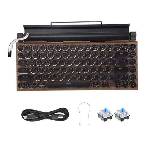 jiyaohui teclado de la máquina de escribir retroteclados mecánicos Bluetooth inalámbrico 83 teclas teclado ordenador portátil PC juego