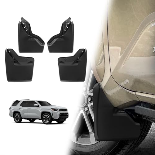 Muslogy Mud Flaps Splash Guards Compatible with Toyota 4Runner 2025 2026 Accessories 6Gen 4Runner Front and Rear Mud Guards 4PCS Drilling Heavy Duty Fender Mudguards Kit with Hardware Accessories