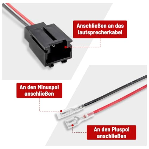 RED WOLF Auto Lautsprecheradapter 4 Stück, Lautsprecher Kabelbaum Adapter Kompatibel mit Citroen Berlingo C3 C4 C5 Peugeot 206 308 Partner Expert Türlautsprecher Vorne und Hinten