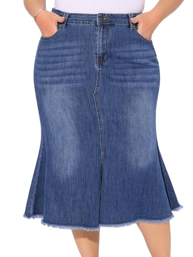 Agnes Orinda Women's Plus Size Denim Skirts Vintage High Waist A ...