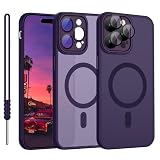 YUANDMI Cover magnetica per iPhone 14 Pro compatibile con Magsafe, opaca traslucida ultra sottile antiurto antigraffio custodia per iPhone 14 Pro, viola scuro