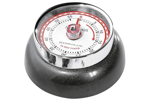 Zassenhaus Küchentimer Speed Ø 7 cm x 3 anthrazit metallic ohne Batterien Edelstahl-Gehäuse Eieruhr magnetisch Küchenwecker analog Küchenuhr 55 min mechanisch einstellbar,071870,071870