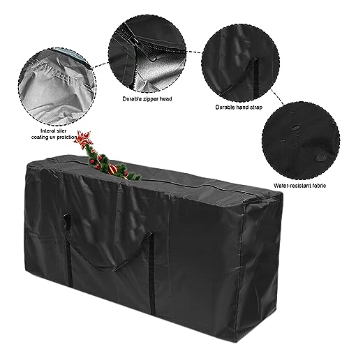 Nizirioo Wasserdicht Schwerlast Reißfest Auflagentasche: UV-Beständiges Aufbewahrungstasche Schutzhülle mit Reißverschluss, Gartenauflagen Schutzhülle für Weihnachtsbaume, 173 x 76 x 51 cm, Schwarz – Bild 4