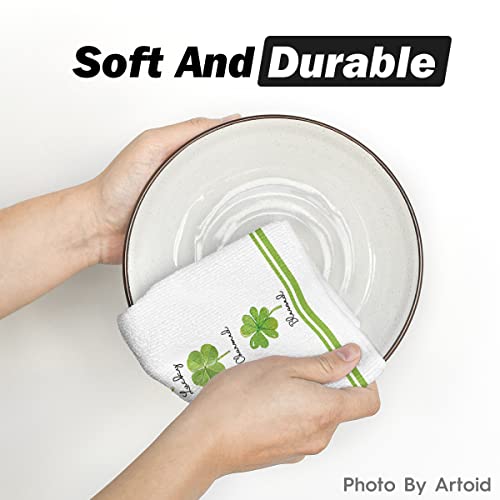 Artoid Mode Lucky Charmed Blessed Kitchen Dish Towels, 18 X 26 Inch Seasonal St. Patrick's Day Lucky Clover Shamrock Truck Ultra Absorbent Drying Cloth Tea Towels For Cooking Baking Set Of 2 #TOP4