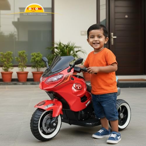 Image of Toyzone Impex Pvt Ltd Roach Ev M Bike Red | Rechargeable Bike 6V | Powered by 6.5 Ah Battery | Music Player with Bluetoooth & USB | 6 Month Battery Warranty | Make in India | for Kids 2+ Years