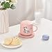 Tasse à température constante Sous-verre chauffant automatique Tasse à 55 degrés Tasse en céramique Tasse de bureau Tasse à café Cuillère Snoopy avec couvercle + coussin chauffant A-1