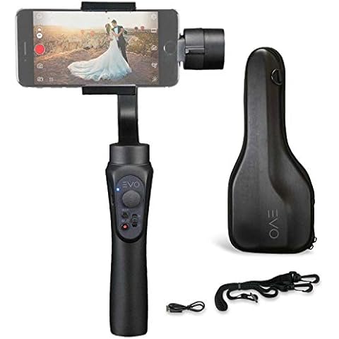 EVO Shift 3 Axis Handheld Gimbal for iPhone & Android Smartphones - Intelligent APP Controls for Auto Panoramas, Time-Lapse & Tracking + Built in Phone Charging - Includes 1 Year US Warranty | Black Cover