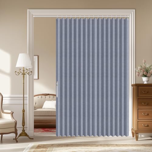 Image of AJAZZ Blackout Magnetic Door Curtain Accordion Doors Interior Closet Door Curtain Invisible Applicable Bedroom Room Living Room Doorway(Dark Blue 72 inch W x 78 inch L 1 Panel