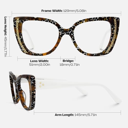 Image of Zeelool Cat Eye Blue Light Blocking Glasses Acetate Frame Women Eyeglasses JGM182863-02 Leopard, Medium