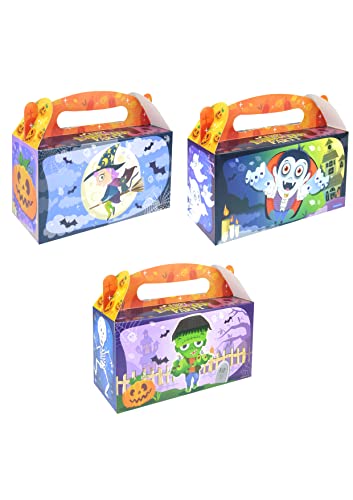 HENBRANDT 12 caixas grandes de festa de Halloween para truque ou tratamento e festas de Halloween, caixa de presente, presentes de festa, guloseimas e guloseimas, caixas vazias de papelão para