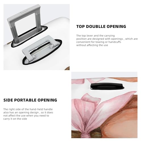 Pumpkin With Pastel Pink Fabric Bow Elastic Travel Luggage Covers Dustproof Scratch-Resistant Suitcase Protector Fit 22-24 Inch3