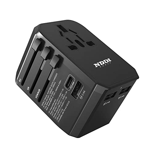 Adaptateur de Voyage International, Chargeur de Voyage International Prise Universelle 45W avec 3 USB 2.4A et 1 Type-C et Prises Anglaise/Europe/Americaine/Australie pour Voyager Plus de 220+ Pays