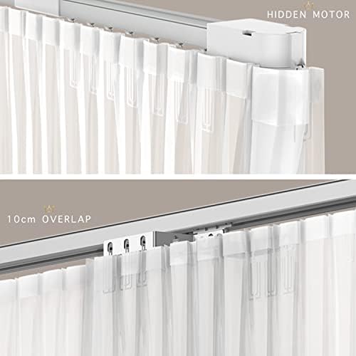 Quoya Smart Electric Curtain Track AT5810Up to 118inches (3 metres)- Motorised and Adjustable , with Automated Rail Motor with App, Voice, Remote Control, Compatible with Alexa, Google and Siri