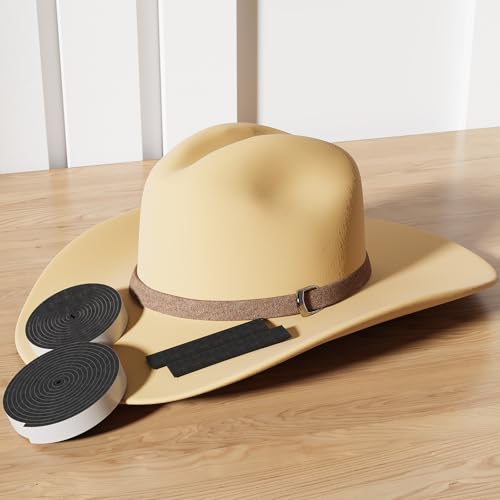 Image of 2 Pack Hat Size Reducer Tape Roll 80 inch, Hat Inserts to Make Fit Comfort, Fitted Sizer Reducer Insert for Loose Baseball Fedora Cowboy Western Panama & Straw Hats, Self Adhesive Foam Tape, Black