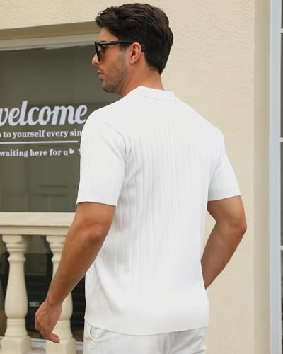 Alex Vando Mens Knit Polo Shirts Casual Short Sleeve Johnny Collar Golf Shirts4