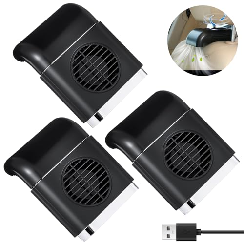 DaisyInner 3 Pcs 5v Car Seat Fan with 3 Speed Multi Functional USB Charging Cooling Adjustable Car Rear Seat Headrest Window Cooler Fan for SUV Truck Vehicle, Black