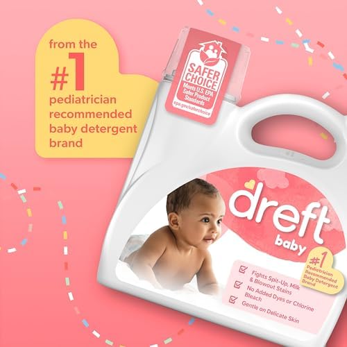 Dreft Baby Liquid Laundry Detergent, Gentle on Sensitive Skin Laundry Soap, 150 fl oz, 114 Loads (Packaging May Vary) - 1