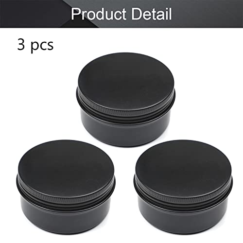 Image of Othmro 3pcs 2.7oz Metal Round Tins Aluminum Tin Cans Containers with Screw Lid, 68 * 35mm(DxH) Black tin cans for Salve, Spices, Lip Balm, Tea or Candies 80ml
