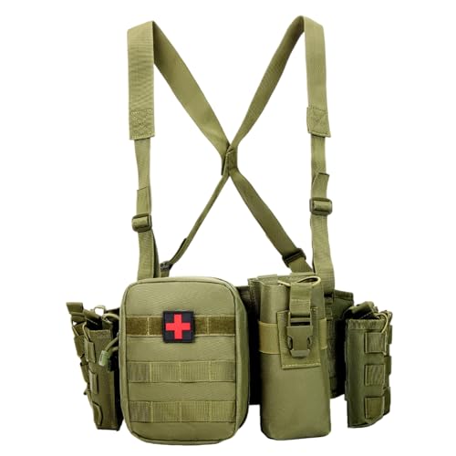 Ceinture Utilitaire Amovible Vert Armée avec Poches et Boucle Rapide