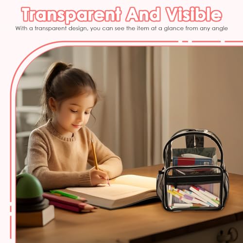 Large Capacity Clear Backpack, Waterproof Clear Stadium Backpack Enduring Transparent Knapsack for Stadium(Black Color,1)4