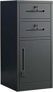 Jiza オフィスキャビネット スチール書庫 鍵付き 引き出し 扉付き 大容量収納 頑固 長持ち 完成品 2段引き出し ブラック 高さ850MM