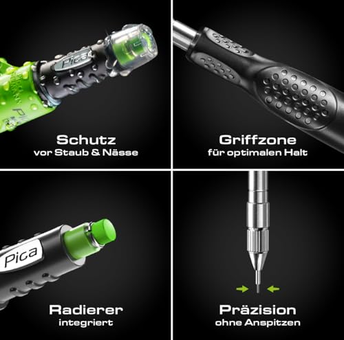 Pica Fine Dry Bundle 70703 I Set bestehend aus Pica 7070 Fine-Dry Automatic Longlife Pencil (5x graphit HB) und Spezial-Minen-Set 7030 (24x graphit HB) I 0,9 mm Minendurchmesser I nachfüllbar