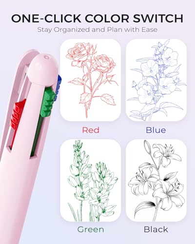 Four Candies 4-in-1 Farbstifte, 9er-Pack 1,0 mm 4 Farbstifte, schnelltrocknende Krankenschwesterstifte, weich schreibende Farbtintenstifte, Komfortgriff & Macaron Büro- und Schulbedarf