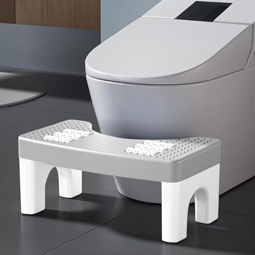 Image of HASTHIP Foot Massage Squatty Potty for Adults Elders 2 in 1 Bathroom Toilet Stool with 6 Foot Massager Rollers Anti-Slip Bumps Surface Squatty Potty, 40x21x17cm
